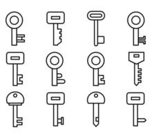 house key icons set line illustration vector