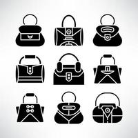 fashion bag icons set vector