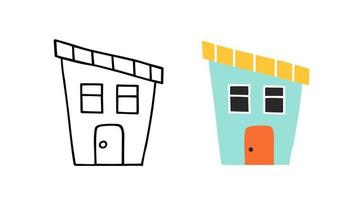 Cartoon home in hand drawn style. Kids drawing house. Flat illustration. vector