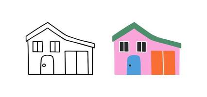 Cartoon home in hand drawn style. Kids drawing house. Flat illustration. vector