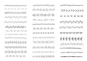 Set of hand drawn doodle line border and dividers. Design elements. Vector illustration.