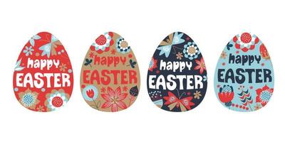 happy Easter. A set of colored Easter eggs. vector