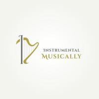 musical harp instrument initial logo design vector