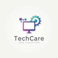tech service minimalist flat icon logo design vector