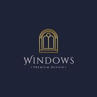 classic window line art logo design vector