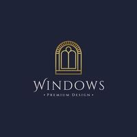 classic window line art logo design vector