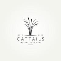 cattail silhouette logo design vector