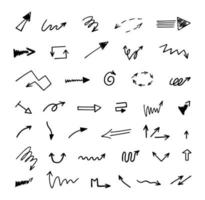 Vector set of hand-drawn arrows, elements for presentation