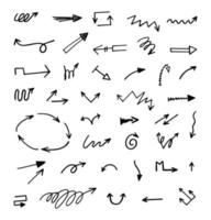 Vector set of hand-drawn arrows, elements for presentation