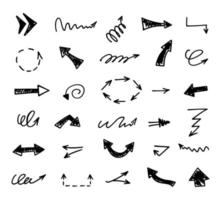 Vector set of hand-drawn arrows, elements for presentation