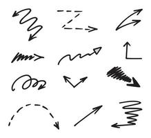 Vector set of hand-drawn arrows, elements for presentation