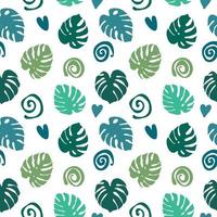 Seamless texture of green monstera leaves, foliage pattern, natural abstract background vector