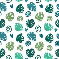 Seamless texture of green monstera leaves, foliage pattern, natural abstract background vector