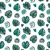 Seamless texture of green monstera leaves, foliage pattern, natural abstract background vector