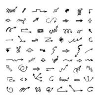 Vector set of hand-drawn arrows, elements for presentation