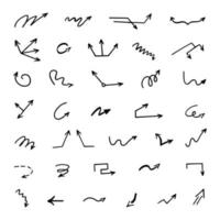 Vector set of hand-drawn arrows, elements for presentation