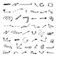 Vector set of hand-drawn arrows, elements for presentation