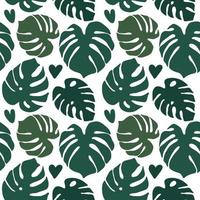 Seamless texture of green monstera leaves, foliage pattern, natural abstract background vector