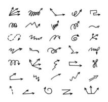 Vector set of hand-drawn arrows, elements for presentation