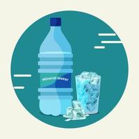 agua mineral y cubitos de hielo ilustración vectorial