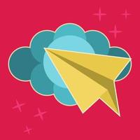 Paper plane with circle cloud vector illustration