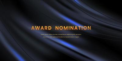 Elegant luxury wave dark blue award success nominee background. Presentation for music or film festival vector