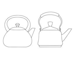 Collection of outline teapots. Design element vector