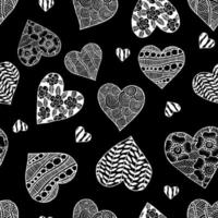 Seamless background with Valentine hearts on black background vector