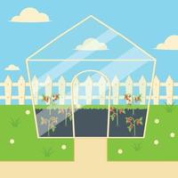 Garden Plot with Greenhouse Organic Farming vector