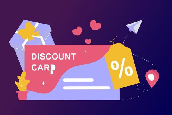 Customers getting discount card, voucher, gift card, coupon, earn points, gift certificate for promotion strategy. 3D Vector illustration template for sale, loyalty program, bonus, promotion concept.