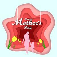 mother day paper cut style vector