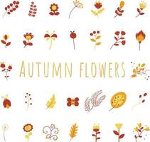 conjunto de elementos de flores de otoño vector