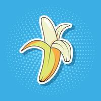 Plátano maduro pelado en estilo pop art pegatina vector