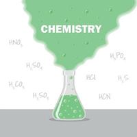 Chemical Laboratory Flask with Liquid and Bubbles Reaction in Flask vector