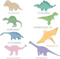 Set of Ancient Dinosaurs Different Dinosaurs vector