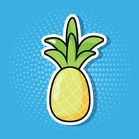 Ripe Pineapple in Pop Art Style Sticker vector