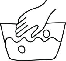 señal de lavado de manos en estilo garabato vector