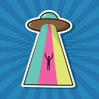 Unidentified Flying Object Kidnapping Pop Art Style Sticker vector