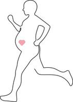 Pregnant Woman Running Sports in Pregnancy Linear Drawing vector