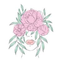 Woman with Flowers on Her Head vector