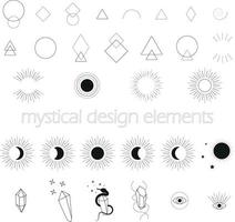 Set of Mystical Elements for Design vector