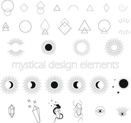 Set of Mystical Elements for Design