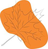 es un elemento decorativo para decorar diseños otoñales de hoja de arce en estilo lineal y mancha naranja vector