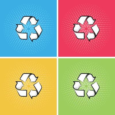 Waste Recycling Sign Separate Waste Collection in Pop Art Style