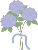 elemento decorativo ramo de hortensias moradas vector