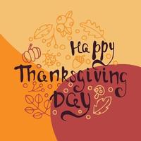 Thanksgiving Greeting Card Lettering Handwritten Text vector