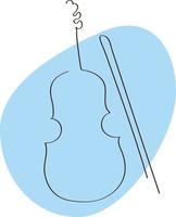 Abstraction Violin Drawing One Line vector