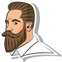 hombre guapo con barba para una barbería en estilo pop art sticker vector