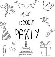 Party Time Set in Doodle Style vector