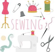 Set of Sewing Elements Creation of Clothes vector